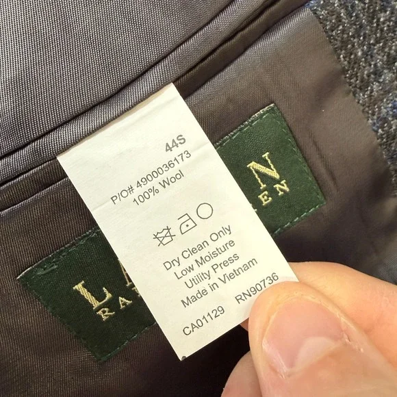 Ralph Lauren Blazer Jacket Mens 44S Gray Blue Plaid Sport Coat Wool Academia - Picture 5 of 13